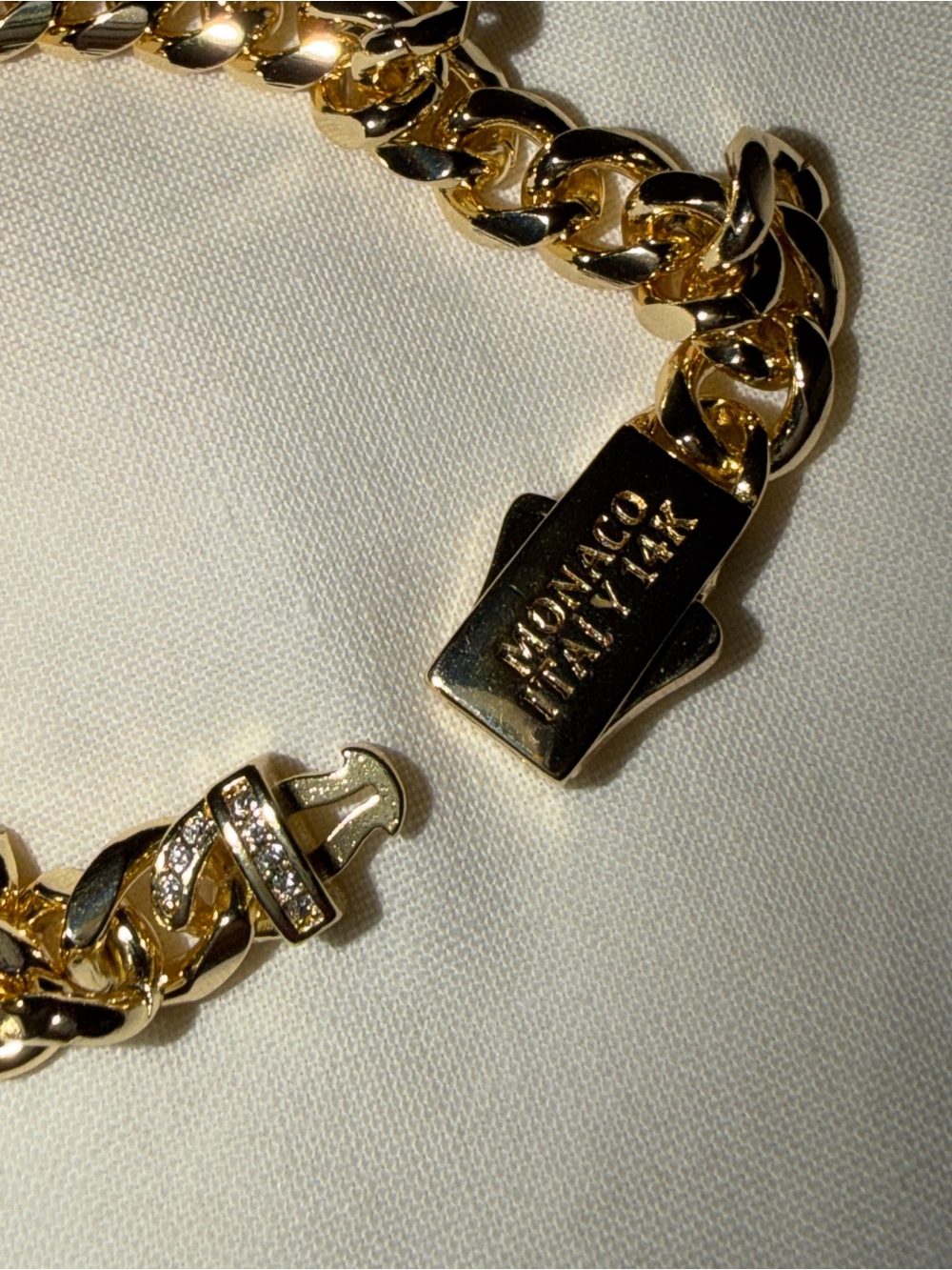 NEW MONACO 14K GOLD HOLLOW CUBAN WOMEN’S BRACELET - Picture 8 of 10